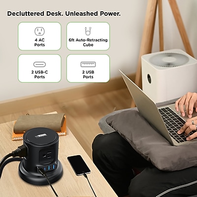 Uncaged Ergonomics Retractable Cube Extension Cord - Thumbnail 4