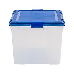Iris WeatherPro 74 Qt. Latch Lid Storage Bin, Clear/Blue (500204