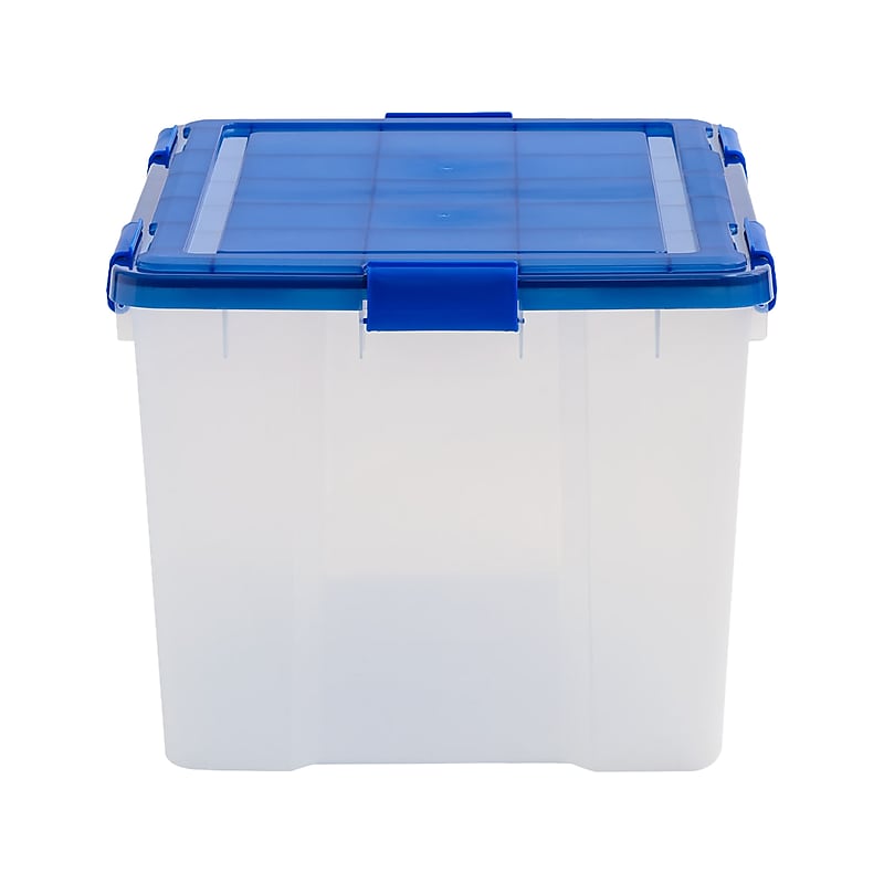 Iris WeatherPro 74 Qt. Latch Lid Storage Bin, Clear/Blue (500204) image 1