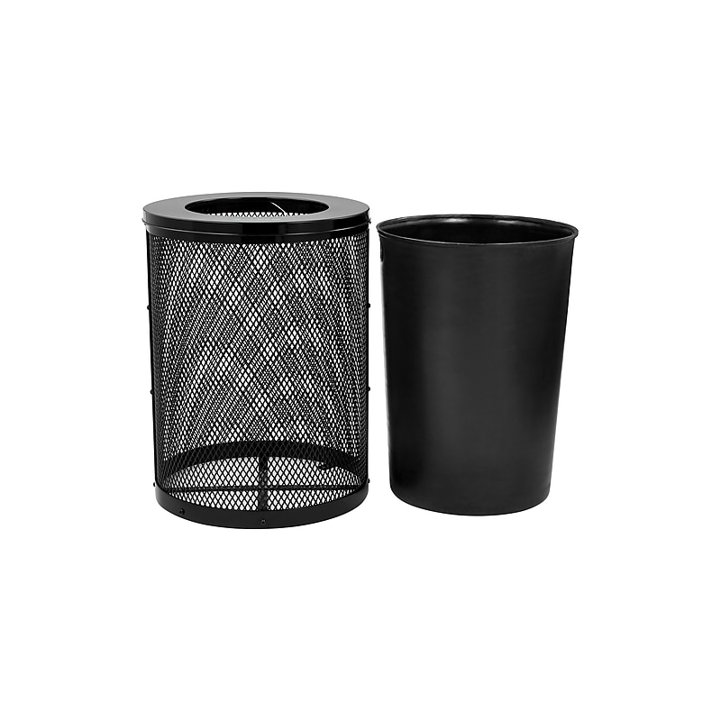 Alpine Industries 4460 Steel Mesh Trash Can with Flat Lid, 36 Gallon, Black (ALP4460-01-A) image 1
