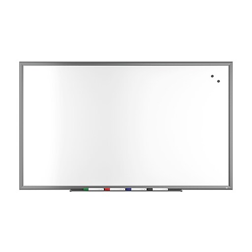 TRU RED™ Porcelain Dry Erase Board, Gunmetal Frame, 5' x 3