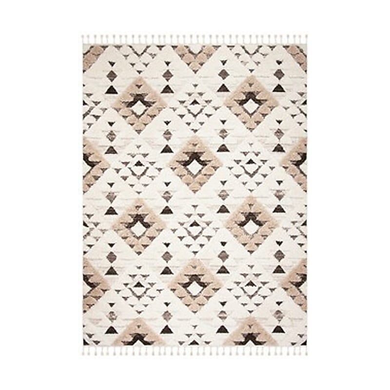 Safavieh Moroccan Tassel Shag Collection 8' x 10' Rectangle Indoor Area Rug, Machine Made, Ivory/Brown (MTS688A-8) image 1