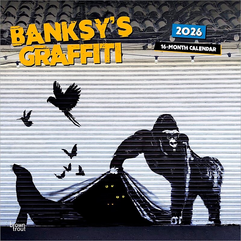 2026 BrownTrout Banksy's Graffiti 12" x 12" Monthly Wall Calendar (9798330701681) image 1