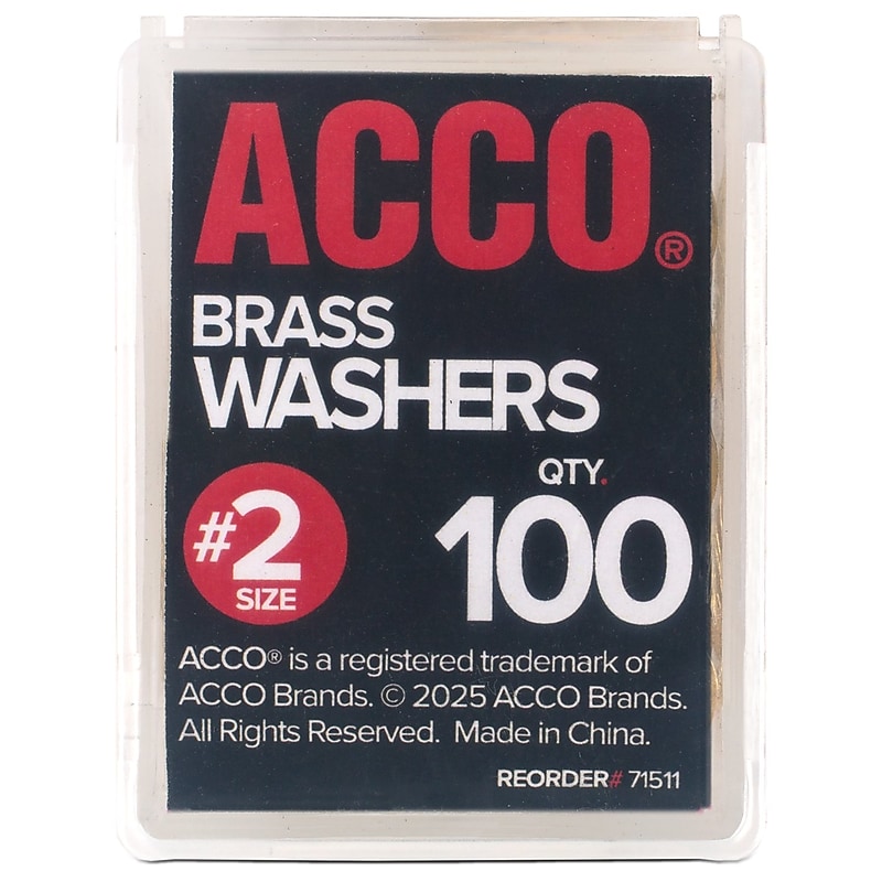 ACCO Washers, 15/32", Brass, 100/Box (ACC71511) image 1