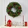 Nearly Natural 24-in Mixed Pine Artificial Christmas Wreath with 35 Clear LED Lights and Berries (W1117)~#|#~2F563119-83B9-482C-9149CB6305ECBAFE_sc7