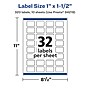 Avery Laser/Inkjet Rectangle Multipurpose Labels, 1" x 1.5", White, 320 Labels/Pack (94219)~#|#~2F5976DD-332E-41CC-943D42C431EBAA12_sc7