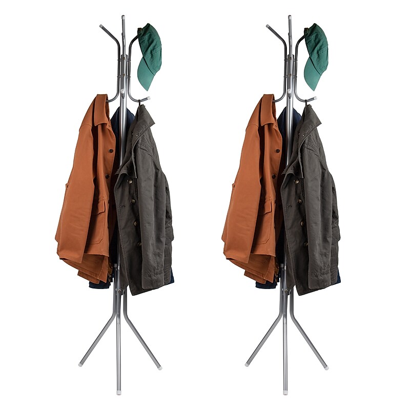 Mind Reader Alloy Collection Coat Rack with 8 Hooks, Silver, Metal, 2/Set (2CRACK11-SIL) image 1
