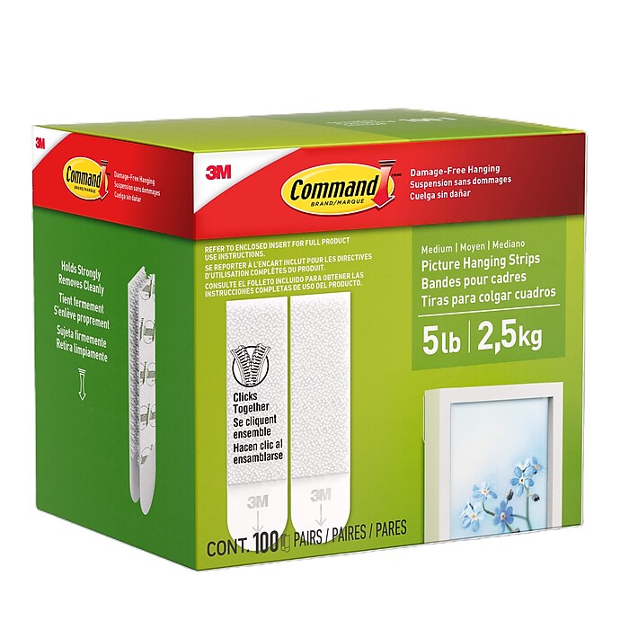 Command Medium Hanging Strip, White, 200 Strips/Pack (17201CABPK