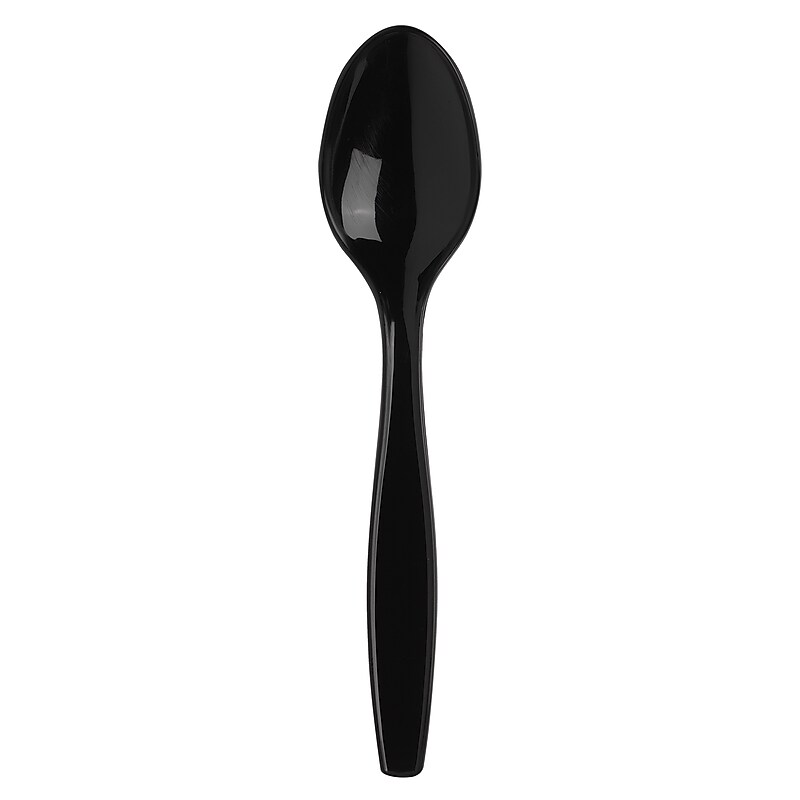 Dixie Individually Wrapped Plastic Teaspoon, Heavy-Weight, Black, 1000/Carton (PTH53C) image 1