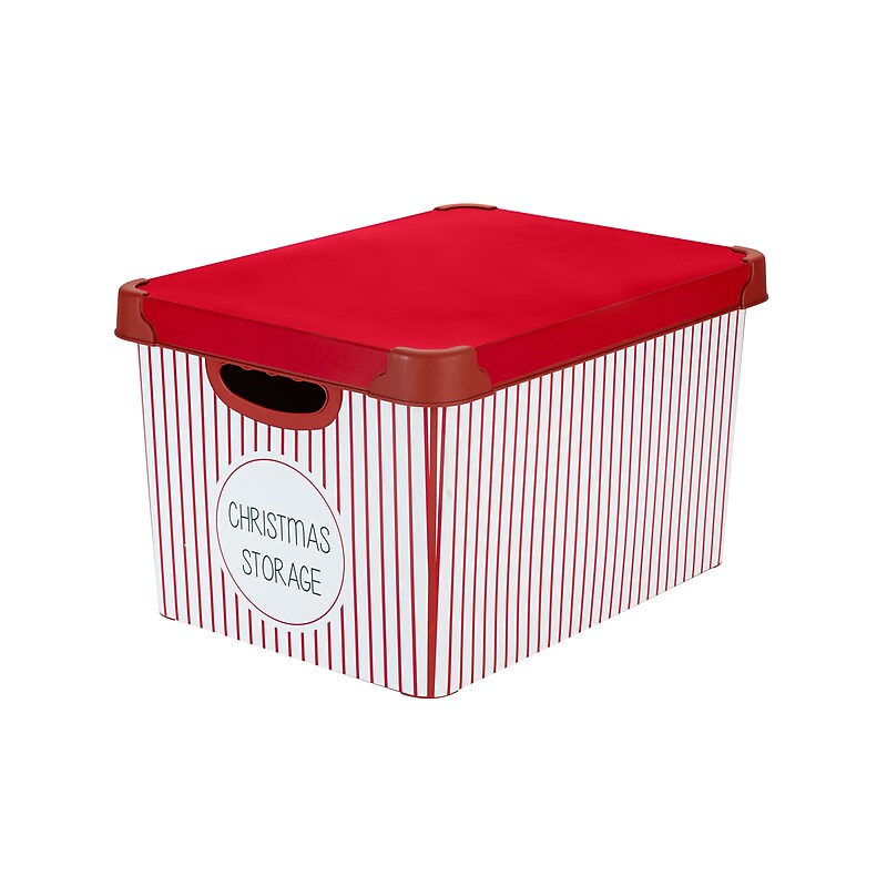Simplify Christmas Ornament Storage Tote Bin with Lid, Plastic, Multicolored (9081-E) image 1