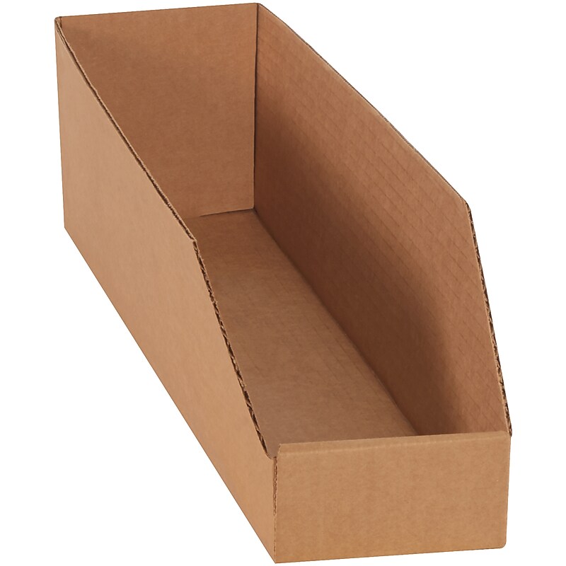 Partners Brand Medium Folding Corrugated Storage Bin, 18" x 4.5"x 4", Brown, 50/Bundle (BINBWZ418K) image 1