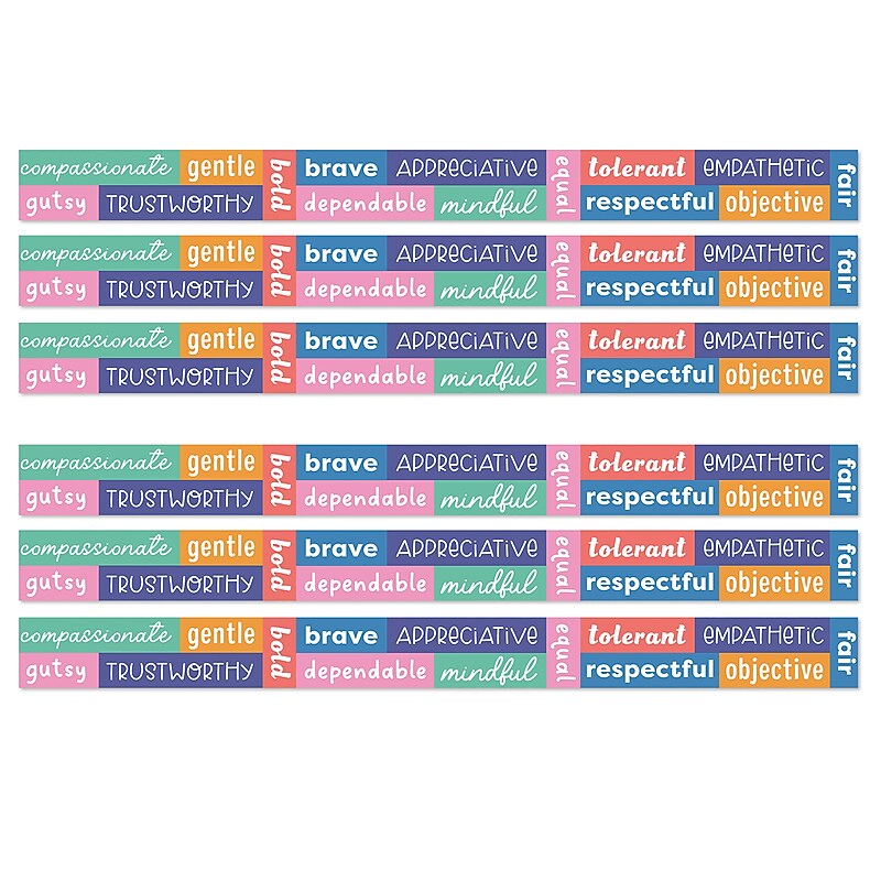 Carson Dellosa Education We Stick Together Straight Bulletin Board Borders, 3" x 3', Positive Words, 6/Bundle (CD-108520-6) image 1