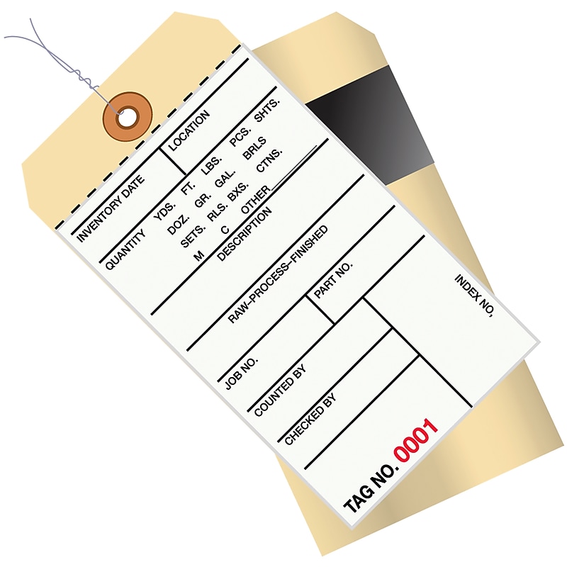 6.25" x 3.13" 2-Part Inventory Tags, 500/Carton (G17063) image 1