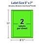 Avery Laser/Inkjet Multipurpose Rectangle Labels, 5" x 7", Neon Green, 160/Box (94258)~#|#~2FAA55E0-9287-4671-B245CB051B44C555_sc7