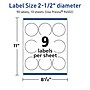 Avery TrueBlock Laser/Inkjet Circle Multipurpose Labels, 2.5" Dia., White, 90/Pack (94502)~#|#~2FACB47F-EAEA-42A6-8C3C121291A0BAD0_sc7