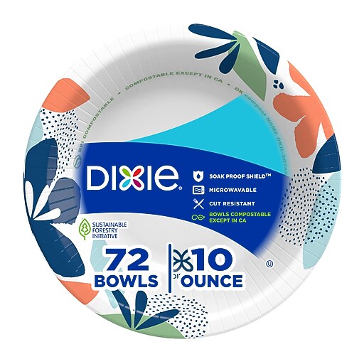 Dixie Paper Bowl, 10 oz., White, 72 Bowls/Pack (15981) | Staples