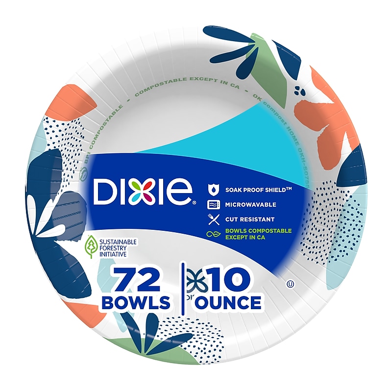 Dixie Paper Bowl, 10 oz., White, 72 Bowls/Pack (15981) image 1
