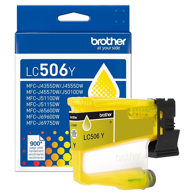 Brother LC506 Yellow Standard Yield Ink Cartridge, Prints Up to 900 Pages (LC506YS) image 1