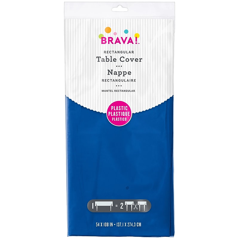 Party City Solid Color 108" x 54" Plastic Table Covers, Royal Blue (AM77015-105-ST) image 1