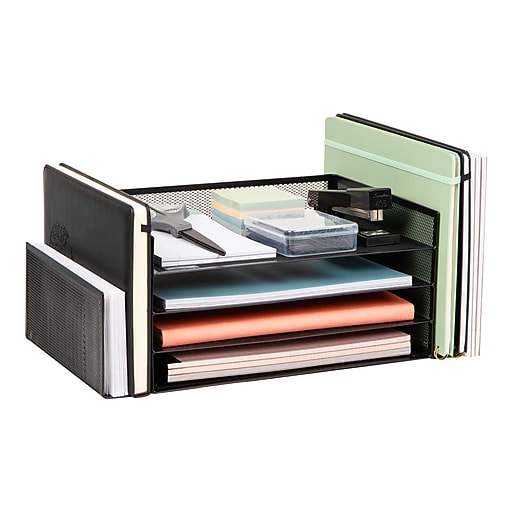 Mind Reader Metal Front Loading Letter Tray, Letter Size, Black