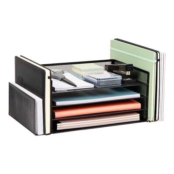 Mind Reader Metal Front Loading Letter Tray, Letter Size, Black