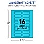 Avery Printable Rectangle Multipurpose Labels, 1" x 2-5/8", Bright Blue, 1280/Box (94201)~#|#~2FD500BA-3400-4811-91173AE844FFE97D_sc7