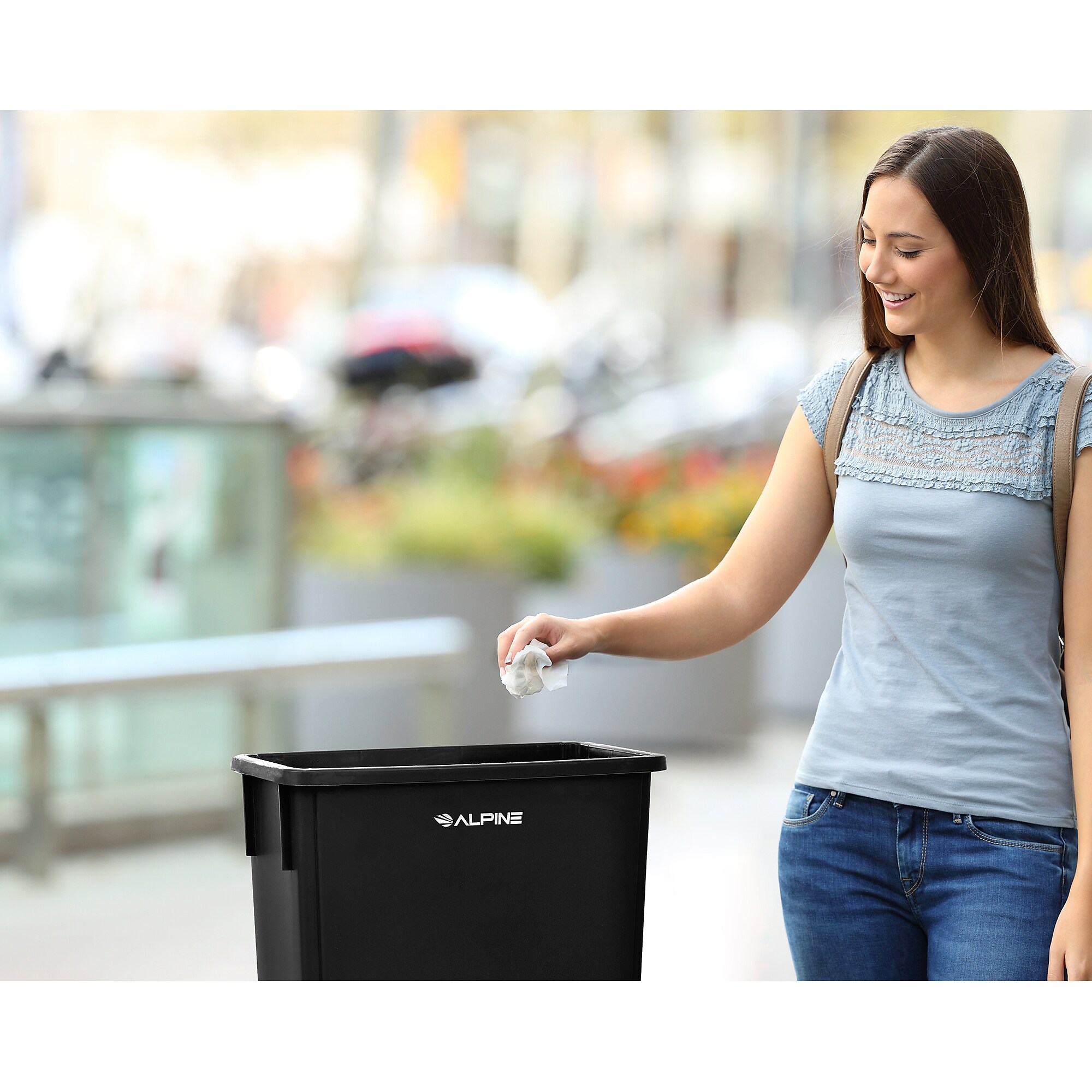 Alpine Industries Plastic Trash Can, 23 Gallon, Black (ALP477-BLK) Sansujyuku sansujyuku.com
