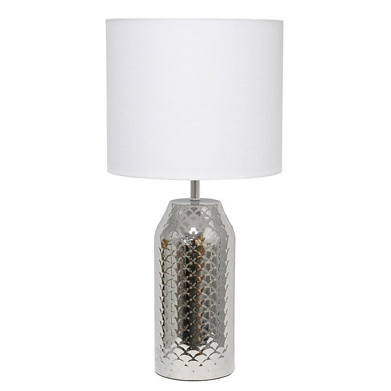 Simple Designs Whimsical Wave 23.75" LED Table Lamp, Chrome Base/White Shade (LT2124-CHR) image 1