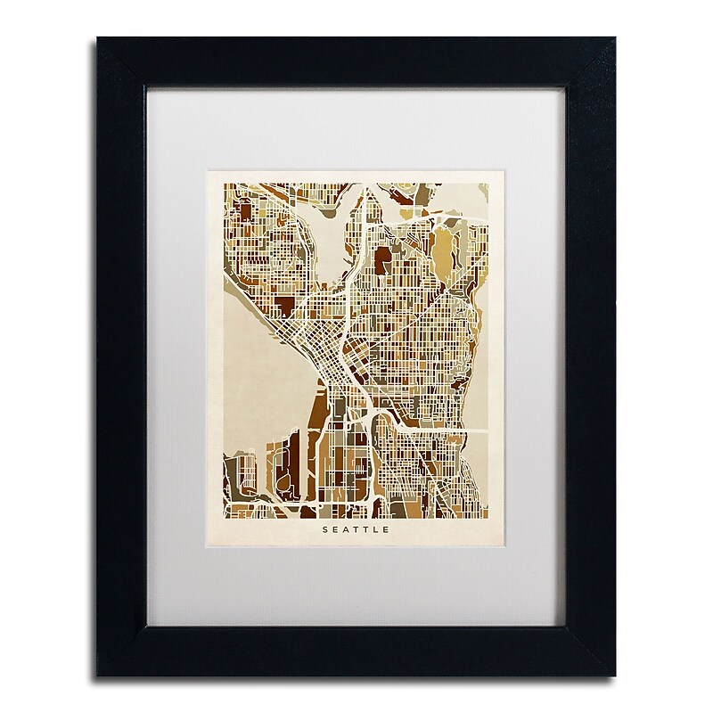 Trademark Fine Art ''Seattle Washington Street Map II'' by Michael Tompsett 11" x 14" (MT0870-B1114MF) image 1