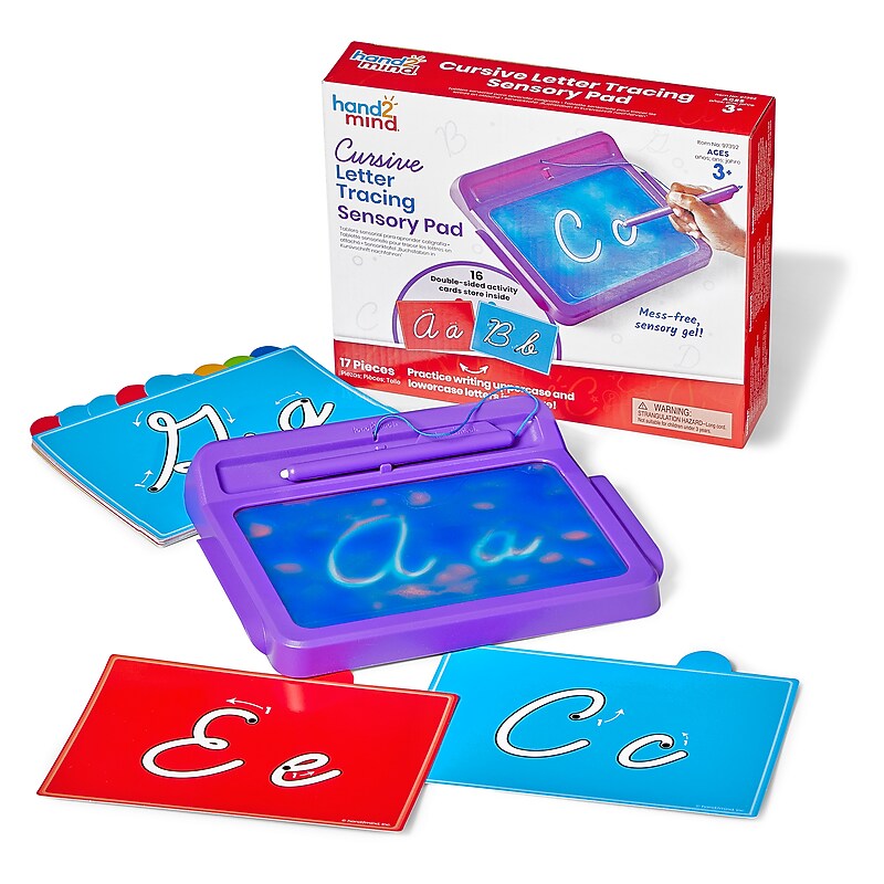 hand2mind Cursive Letter Tracing Sensory Pad, Multicolored (97392) image 1