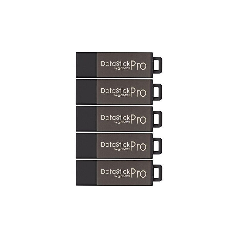 Centon MP ValuePack Datastick Pro 16GB USB 2.0 Type A Flash Drive, Gray, 5/Pack (S1-U2P5-16-5B) image 1