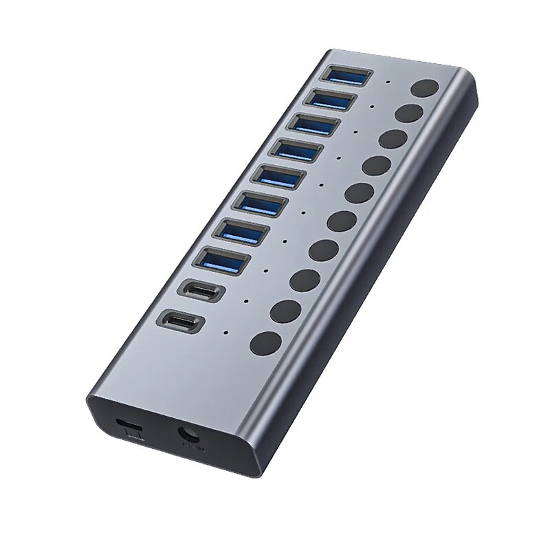 4XEM 10-in-1 Multi Port USB 3.0 Power Hub 10-Port USB 3.0 Hub, Gray (4XCM064) image 1
