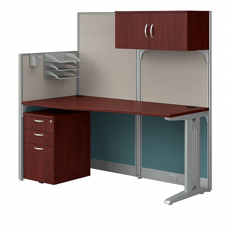 Bush Business Furniture Office in an Hour 63"H x 65"W Cubicle Workstation, Hansen Cherry (WC36492-03STGK) image 1