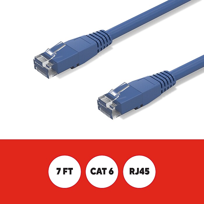 Staples TECH 7 ft. Cat-6 Ethernet Cable, Male to Male, Blue