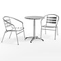 Flash Furniture Lila Indoor-Outdoor 23.5'' Round Table Set with 2 Slat Back Chairs, Aluminum (TLH24RD017BCHR2)~#|#~302348B9-BE35-48B2-AAF4CC6E91C575F3_sc7