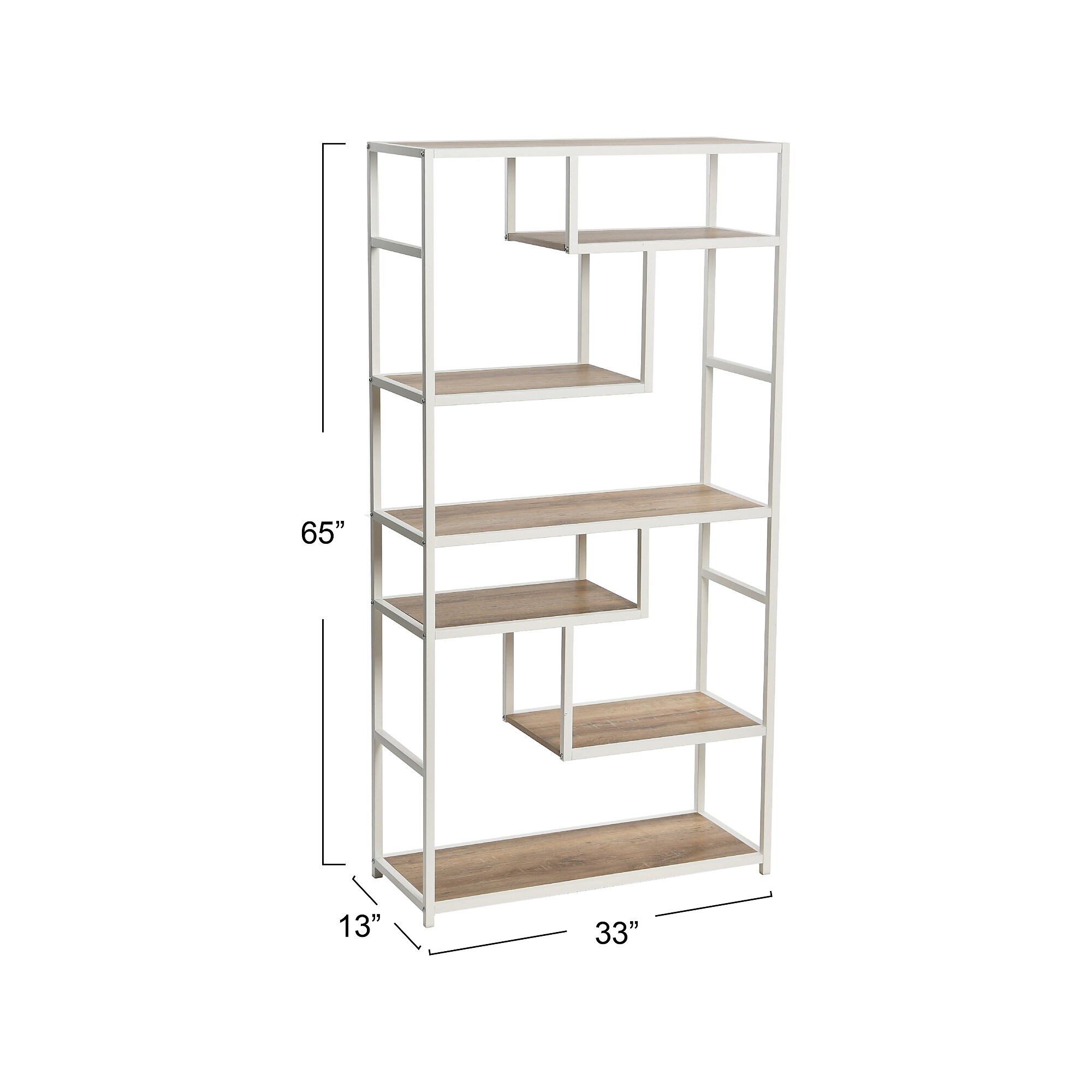 Dimensions of the 65-inch tall bookcase