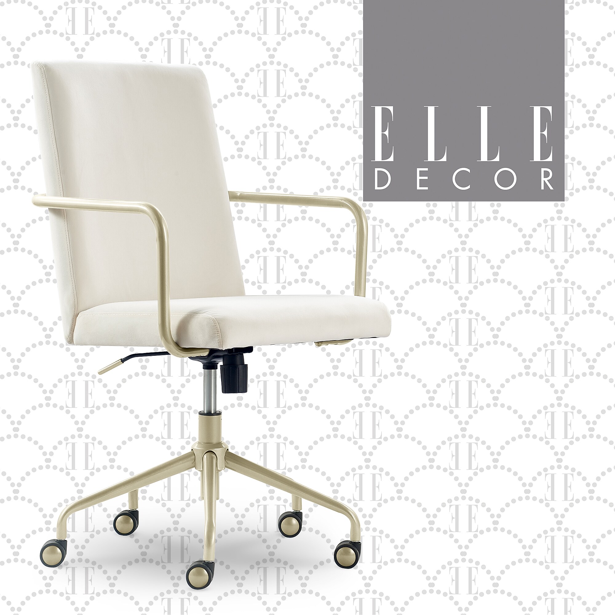 Elle Decor Giselle Fabric Computer and Desk Chair, Cream/Gold (CHR10058D) Sansujyuku sansujyuku.com