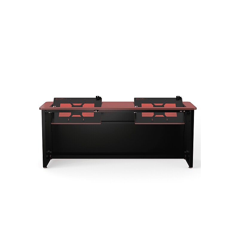 VersaDesk Enclosed Revolution 72"W Computer Desk, Cherry/Black (RSD7224-BC) image 1