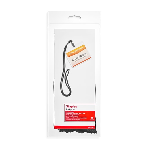 Staples Horizontal ID Badge Holder Kit, 15/Pack (21566) Staples