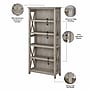Bush Furniture 66"H 5-Shelf Bookcase with Adjustable Shelves, Washed Gray Laminate (KWB132WG-03)~#|#~303B156E-1602-4521-BB01B0A76049ADE9_sc7