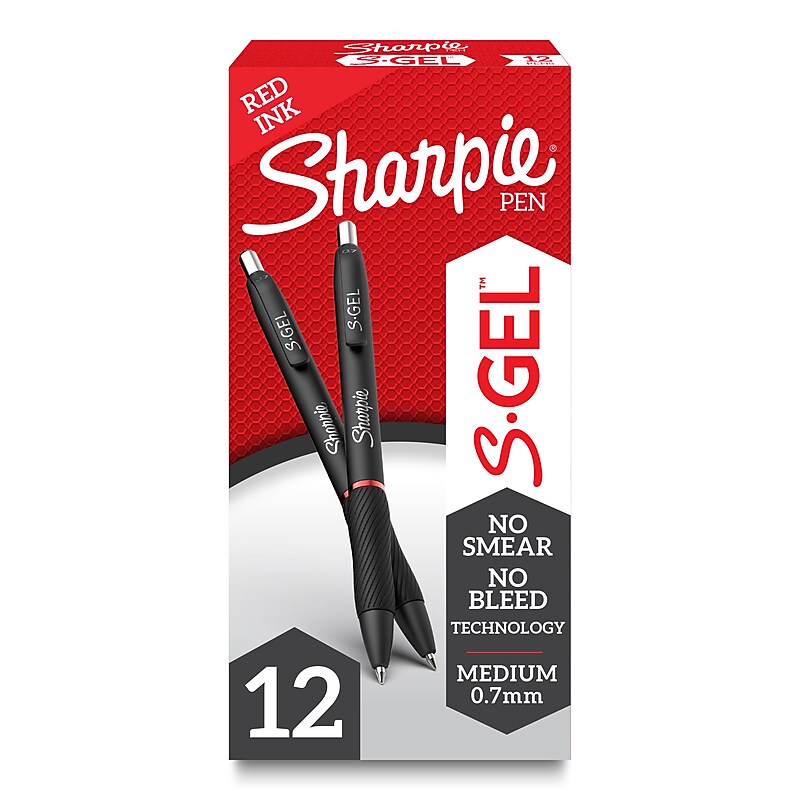 Sharpie S-Gel Retractable Gel Pen, Medium Point, Red Ink, Dozen (2096158) image 1
