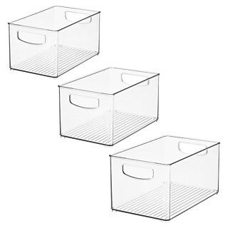 Deflect-O Interlocking Tilt Bin Plastic Compartment Storage, Black