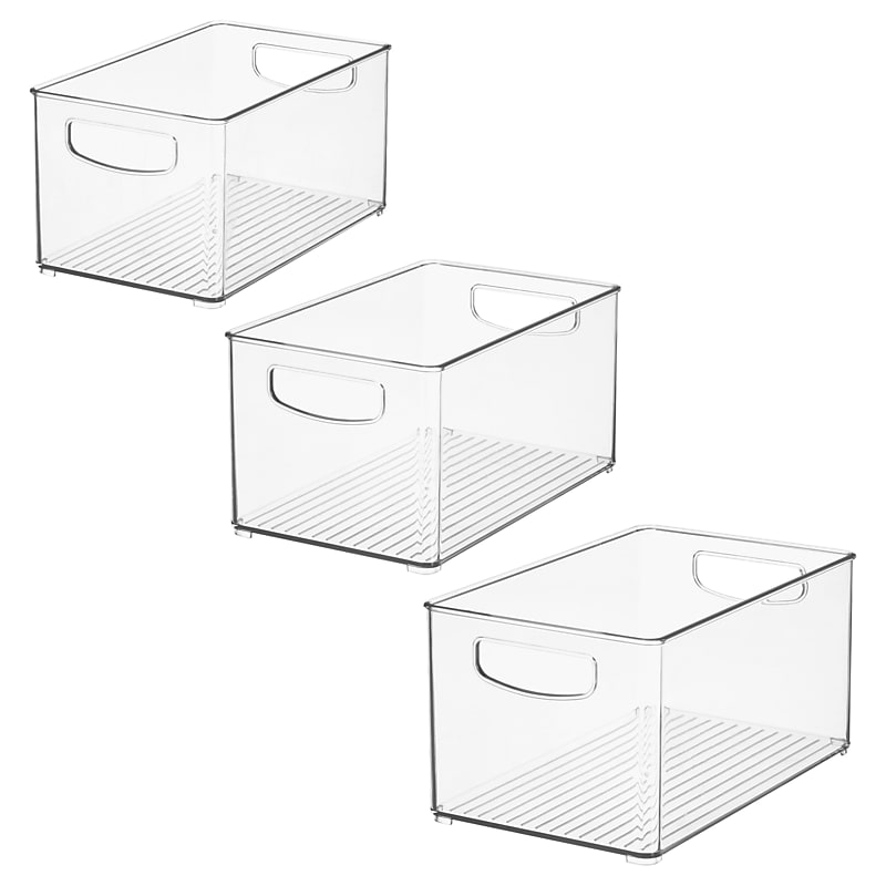 iDESIGN Small Stackable Plastic Storage Bin, Clear, 3/Pack (23107) image 1