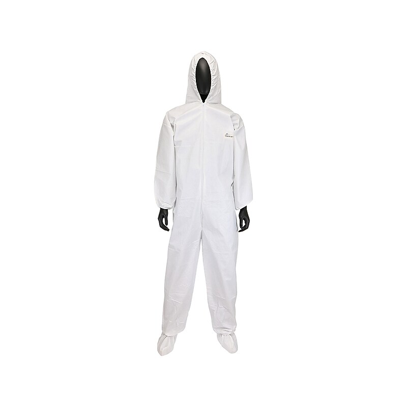 PosiWear Breathable Advantage Coverall With Hood and Boot, White, 4XL, 25/Carton (3609/4XL) image 1