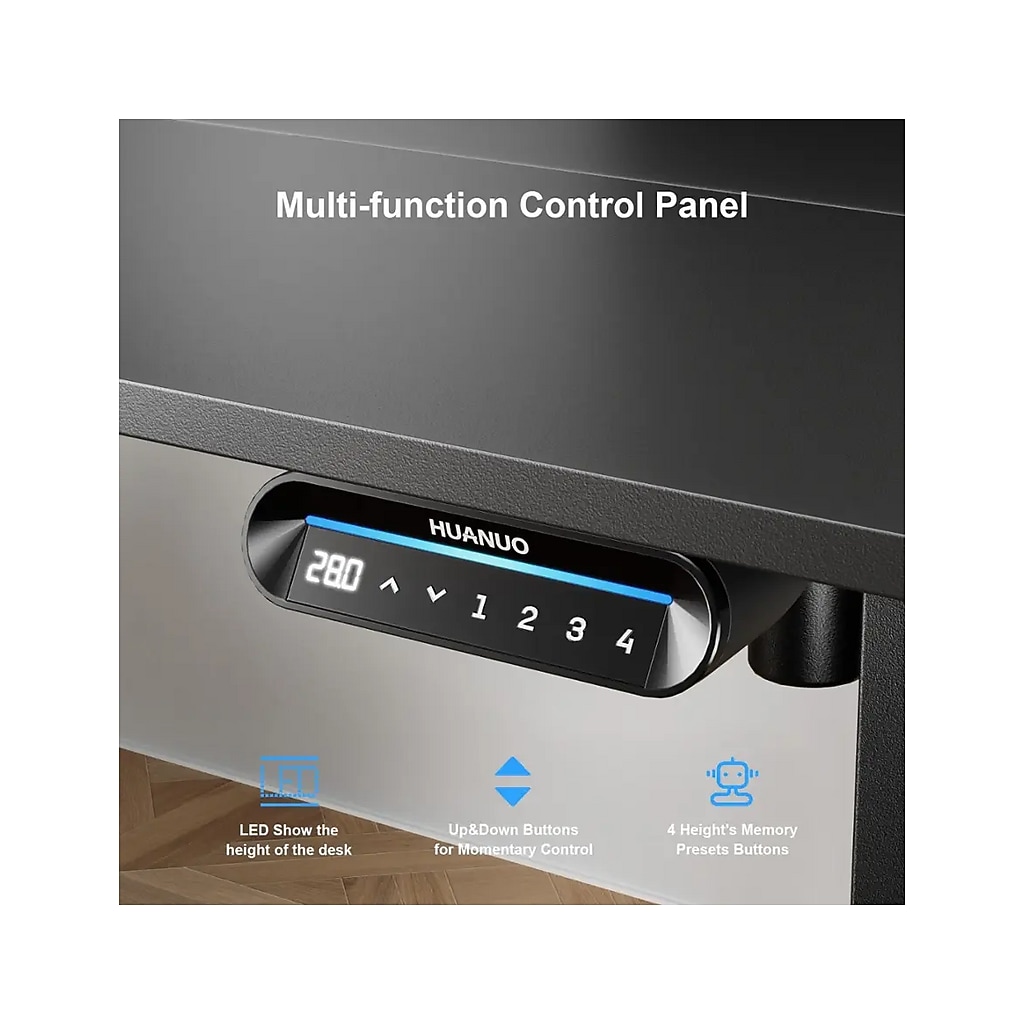 Customize height sit-to-stand desk graphic with side controls