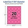 Avery Laser/Inkjet Round Multipurpose Labels, 1.75" Dia., Bright Pink, 800/Pack (94509)~#|#~30490E24-F56C-4111-A2A38540309C6AA6_sc7