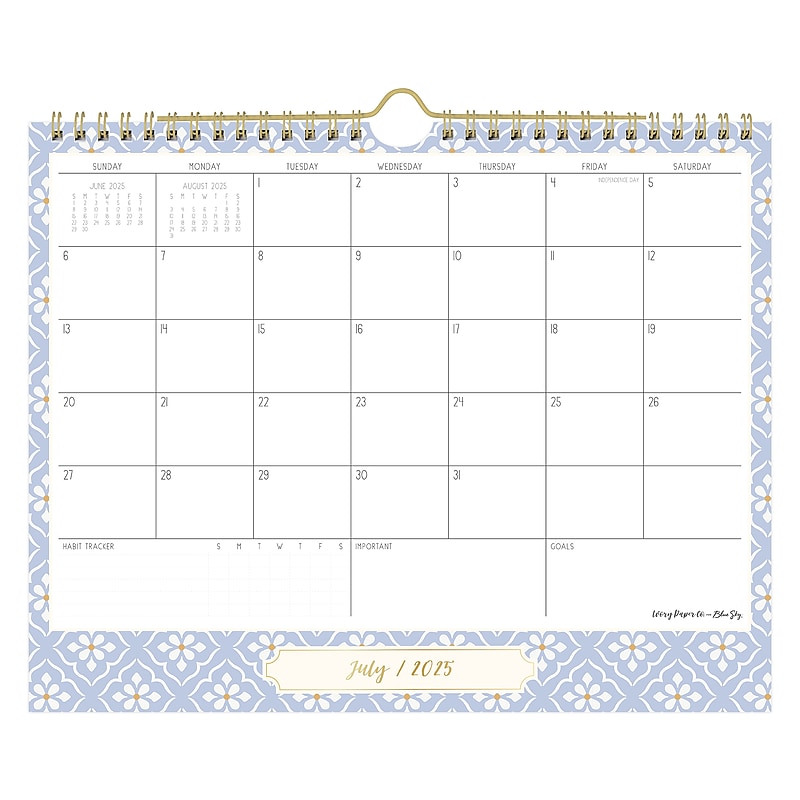 2025-2026 Blue Sky Panola 11" x 8.75" Academic Monthly Desk Pad Calendar, Multicolored (153117) image 1