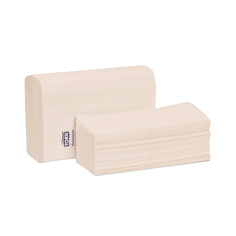 Tork Premium Multifold Towel, 1-Ply, 9 x 9.5, White, 250/Pack, 12 Packs/Carton image 1