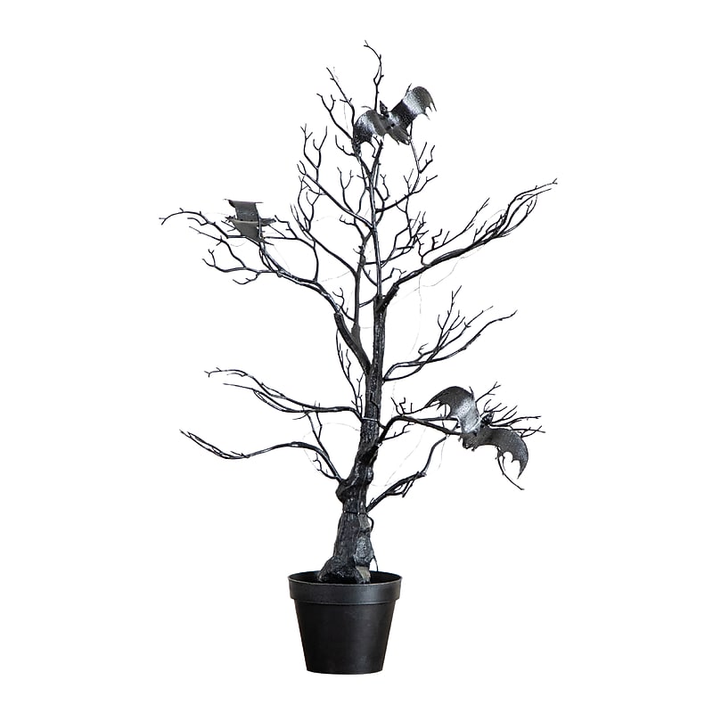 Nearly Natural Pre-Lit Artificial Halloween Black Spooky Twig Tree, 2' (T5230) image 1