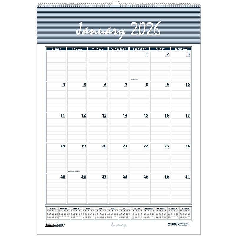2026 House of Doolittle Bar Harbor 12" x 17" Monthly Wall Calendar, Blue/Gray (332-26) image 1